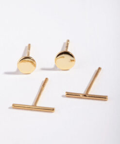 Disc & Line Stud Earring Pack