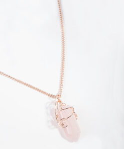 Rose Curled Rose Quartz Stone Necklace
