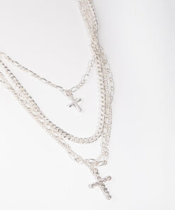 Mix Chain Cross 4-row Necklace