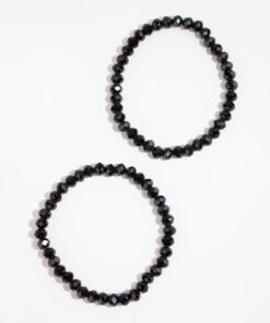 Black Facet Bead Bracelet Pack