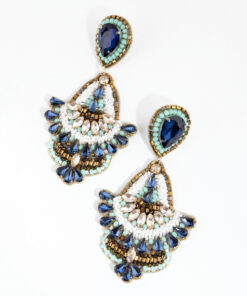 Green Beaded Chandelier Earrings