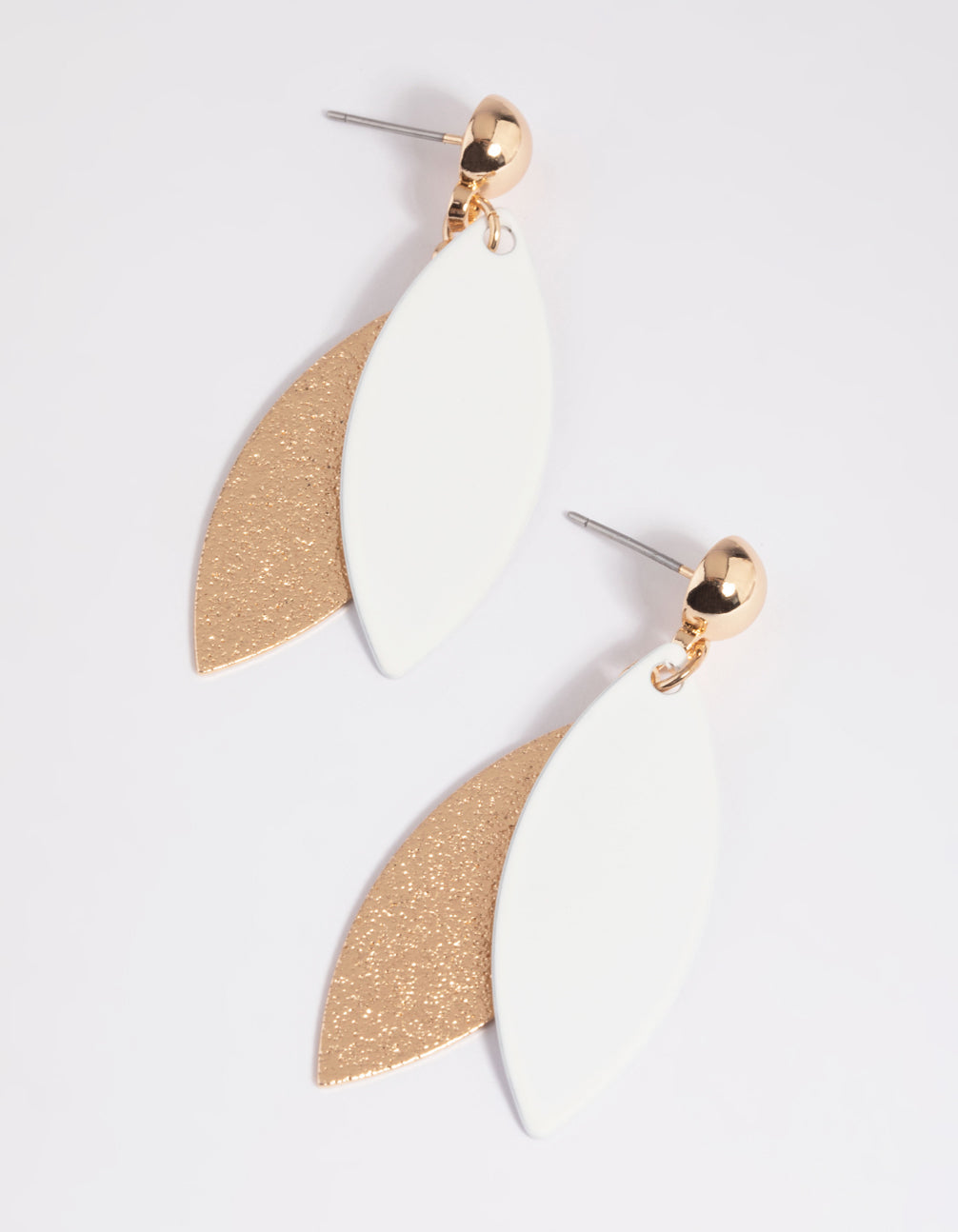 White Textured Petal Drop Earrings