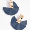 Navy Fan Drop Earrings