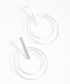 Rhodium Double Sided Circle Earrings