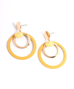 Double Open Circle Drop Earrings