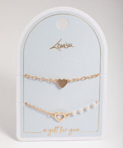 Open Heart & Pearl Bracelet Pack