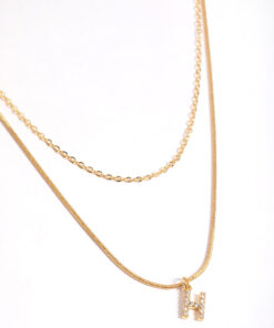 Letter H Layered Initial Necklace