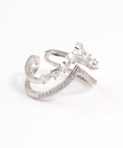 Rhodium Elegant V Ring