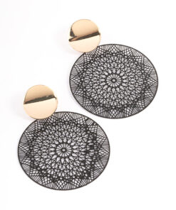 Black Mixed Disc Filigree Earrings