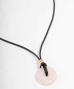 Rose Quartz Donut Cord Necklace
