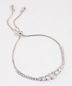 Rhodium  Large Oval Toggle Tennis Bangle