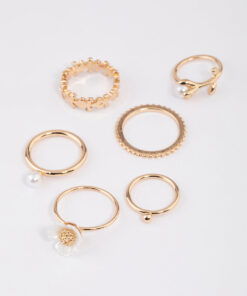 Pearl Flower Ring 6-Pack