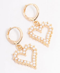Pearl Heart Drop Earrings