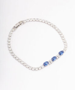 Rhodium Oval  Tennis Bracelet