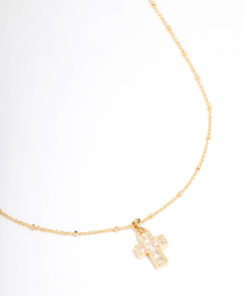 Cubic Zirconia Cross Ball Necklace