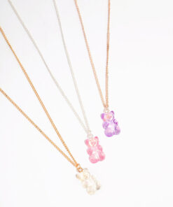 Pastel Holographic Teddy Bear Necklace 3-Pack