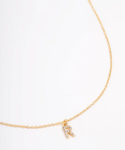 Letter R Initial Square Pendant Necklace