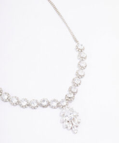 Rhodium Floral Statement  Necklace