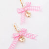 Pink Gingham Bow & Heart Earrings