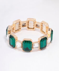 Hexagon Emerald Stone Stretch Bracelet