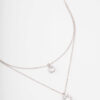 Rhodium  Layered Solitaire Necklace
