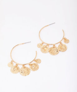 Coin Droplet Hoop Earrings