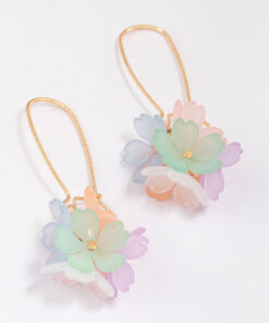 Cluster Flower Fish Hook Drop Earrings