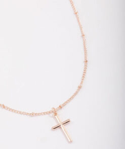 Rose Classic Cross Ball Chain Necklace