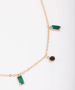 Emerald & Droplet Chain Necklace