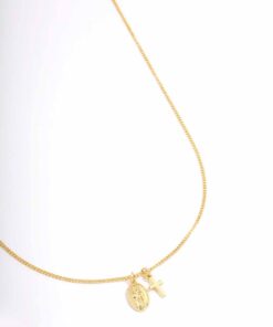 Mary Cross Charm Pendant Necklace