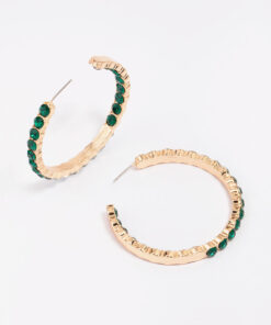 Emerald Stone Hoop Earrings