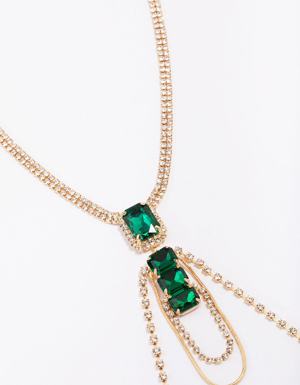 & Emerald Stone Drop Necklace
