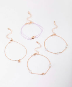 Rose Puffy Heart Bracelet 4-Pack