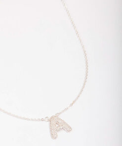 Letter A Pave Pendant Initial Necklace