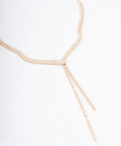 Ribbon Cubic Zirconia Lariat Necklace