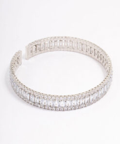 Rhodium Large Emerald-Cut Wrist Cuff