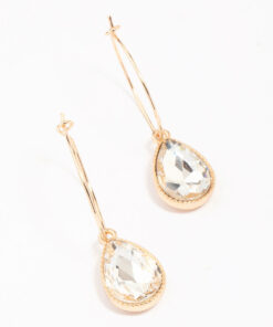 Pear Halo Drop Earrings