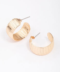 Stippled Wide Hoop Earrings