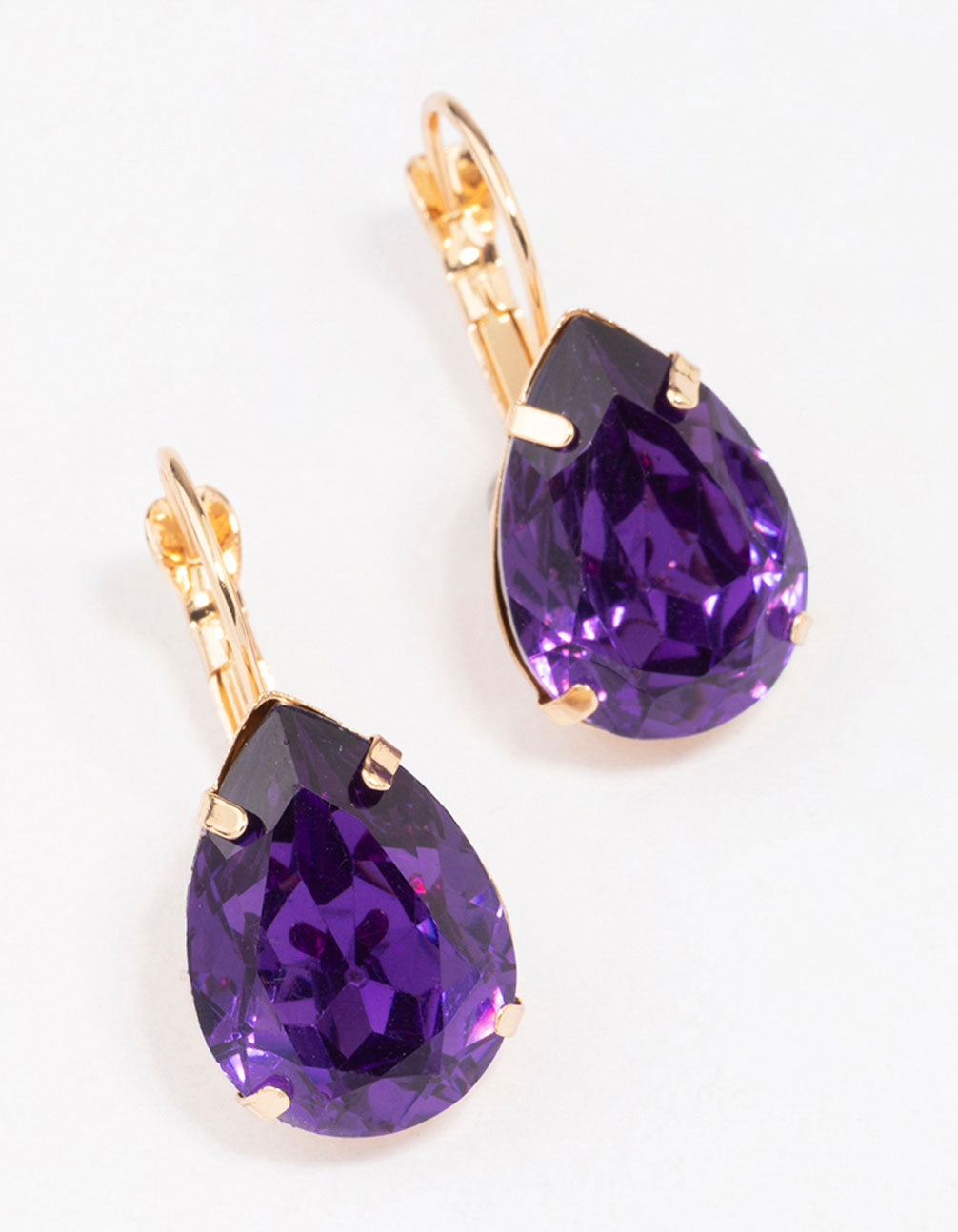 Purple Pear Crystal Earrings