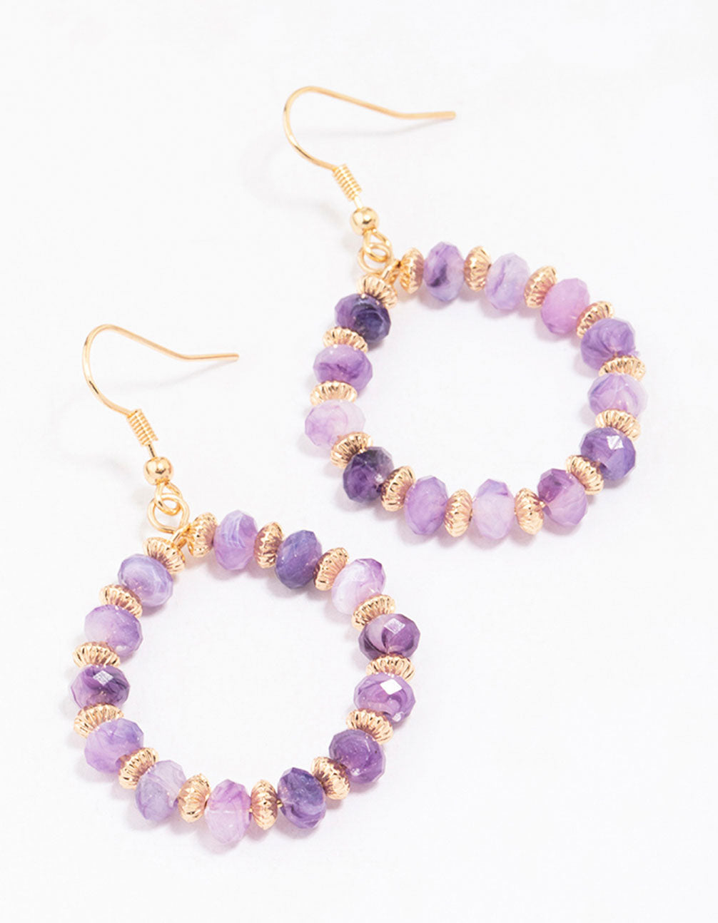 Wire Pear Beaded Earrings