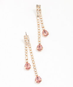 Double Pink Pear Earrings
