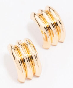 Ribbed Barrel Stud Earrings