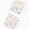 Rhodium Quilted Square Stud Earrings