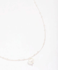 Ball Chain Pearl Pendant Necklace