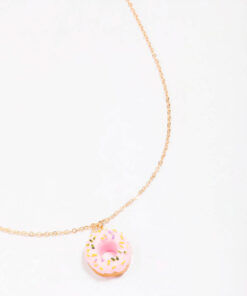 & Pink Donut Pendant Necklace