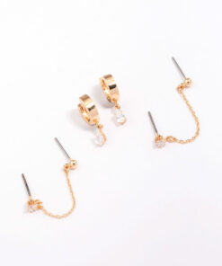 Chain Stud & Hoop Earring 3-Pack
