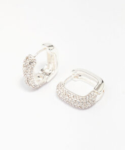 Square Pave Hoop Earrings