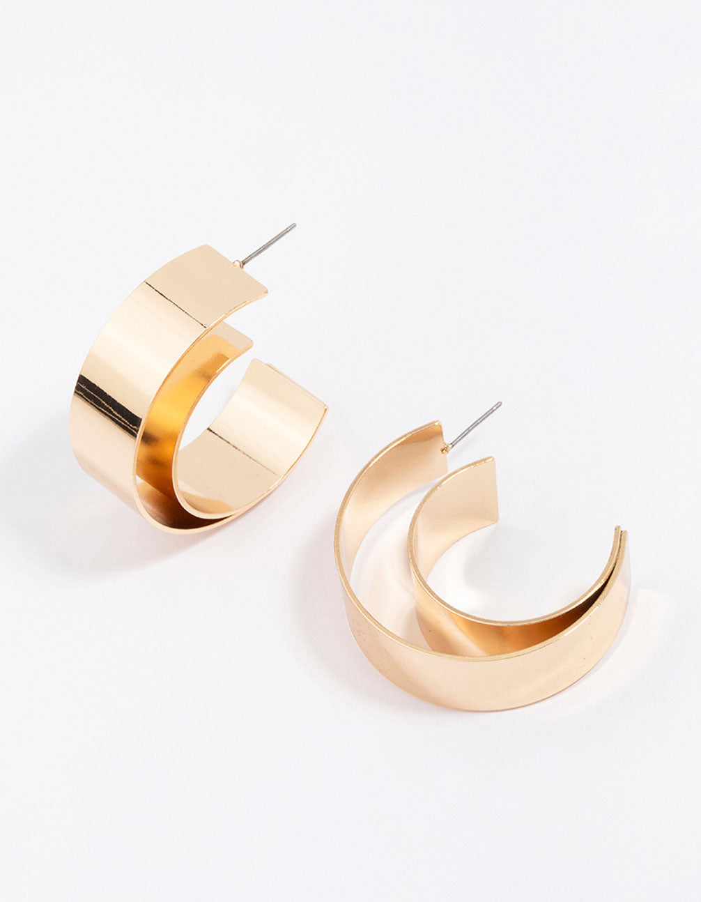 Double Smooth Medium Hoop Earrings