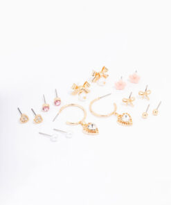 Bow Flower & Pearl Earring 8-Pack