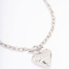 Rhodium Filigree Puffy Heart Necklace